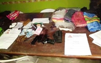 <p><strong>ARMS CACHE.</strong> The firearm, ammunition and other items seized by troops of the Army’s 15<sup>th</sup> Infantry Battalion from a suspected rebel leader linked to extortion activities in southern Negros Occidental.<em> (Photo from 15<sup>th</sup> Infantry Battalion Facebook account)</em></p>